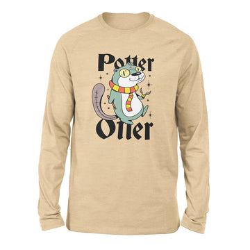 Potter Otter Men/Unisex Drop Shoulder Sweatshirt in Heather Sand Dune color